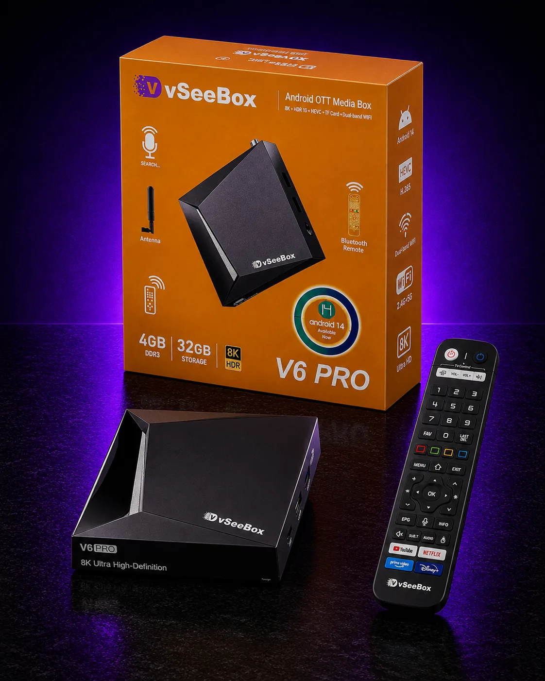 V6 Pro — Box & Remote